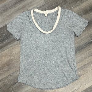 J. Crew Heather Gray and Cream Short Sleeve Tee